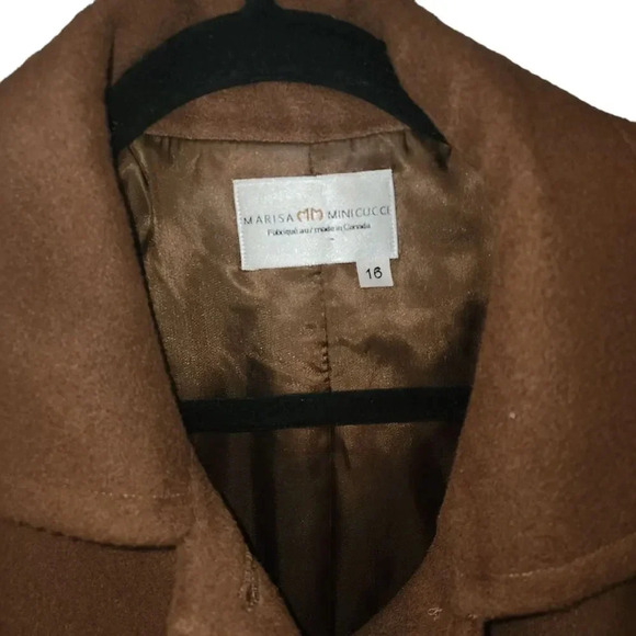 Marisa Minicucci Womens Brown Baby Alpaca Wool Long Sleeve Collared Coat Size 16 - Picture 7 of 12